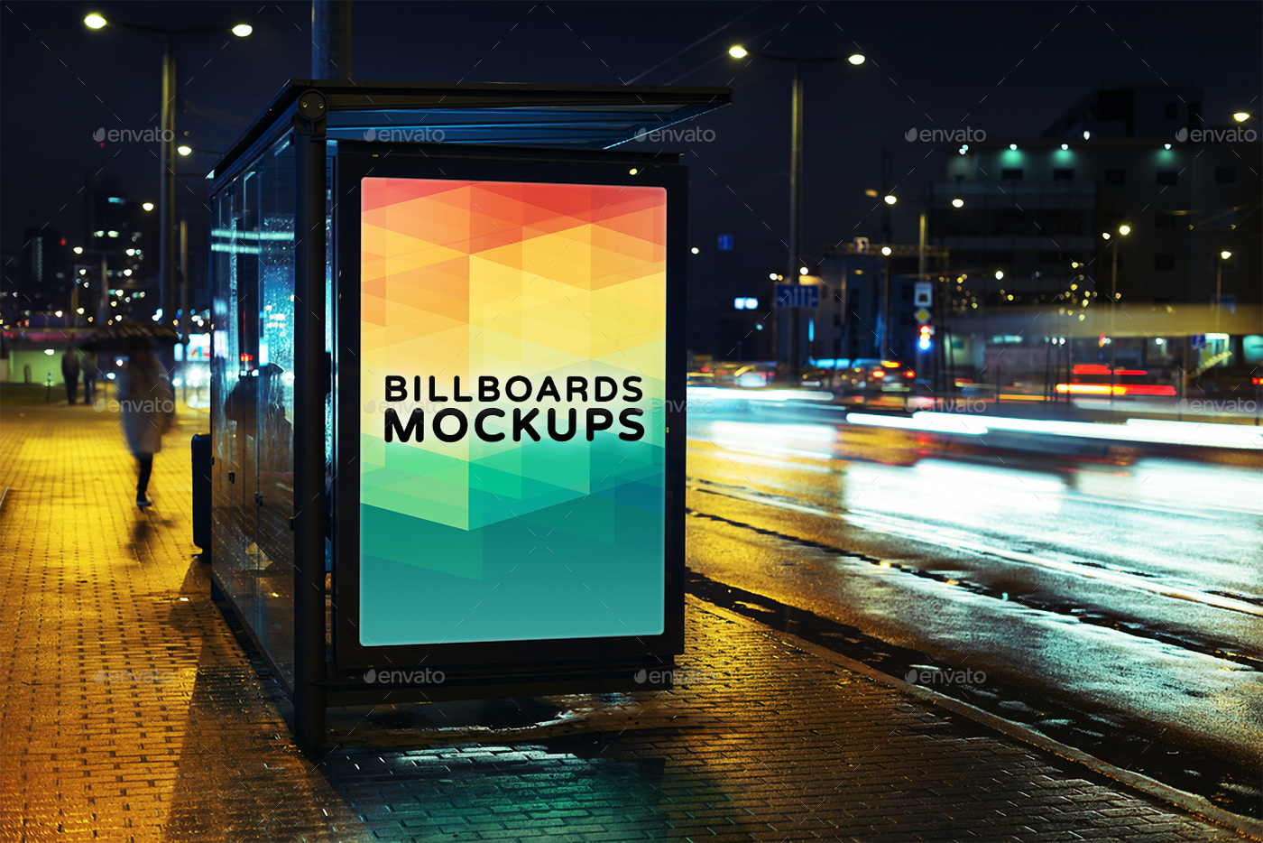 夜间广告牌展示样机模版 Billboards Mockups at Night Vol.2插图(10)