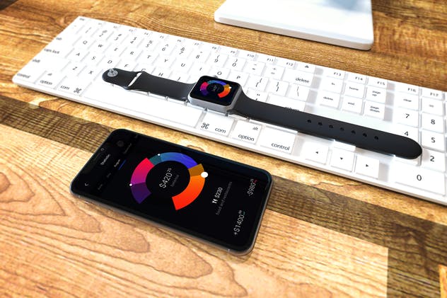 Apple智能手表&iPhone Xs手机样机模板 Apple Watch & iPhone XS插图(4)