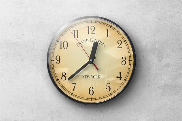 逼真圆形传统指针挂钟样机 Wall Clock Mockup插图(2)