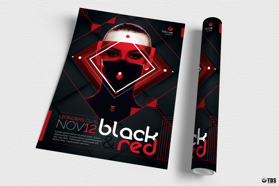 多用途炫酷红黑主题宣传海报模板 Black and Red Flyer PSD V4插图(2)