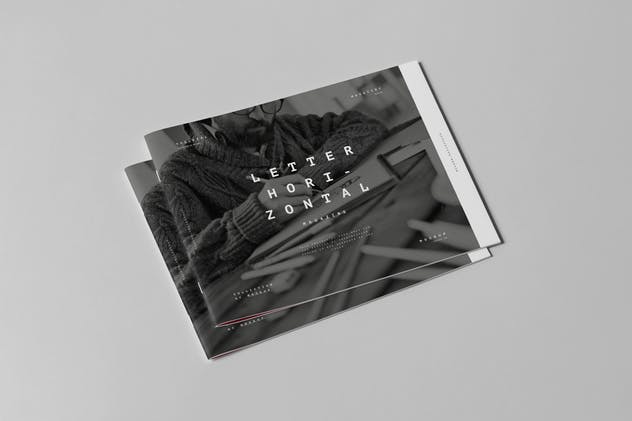 美国信纸方形画册样机3 US Letter Horizontal Brochure Mock-up 3插图(2)