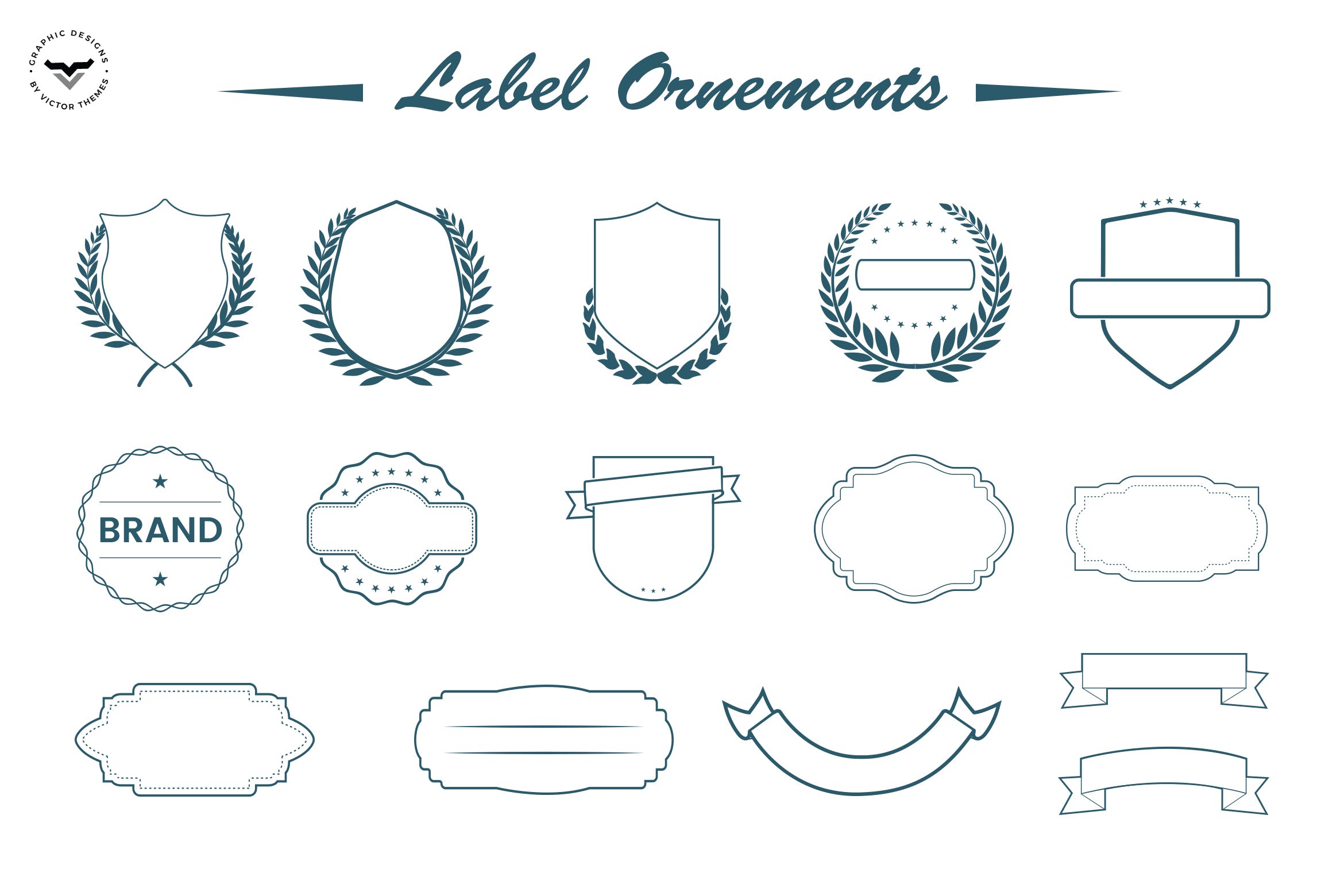 装饰标签矢量图形素材下载 Label Ornaments插图