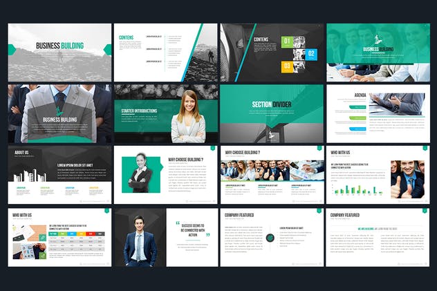 酷黑背景企业计划/提案PPT演示模板 Business Building Powerpoint Presentation插图(1)