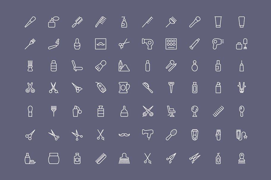 100+美发沙龙主题工具矢量图标 100+ Hair Salon Vector Icons插图(1)