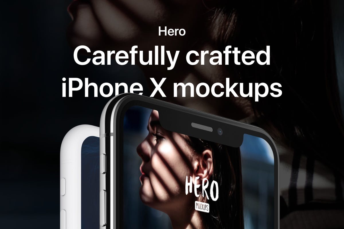 高质量黑色iPhone X设备样机模板 HERO Phone X Mockups插图