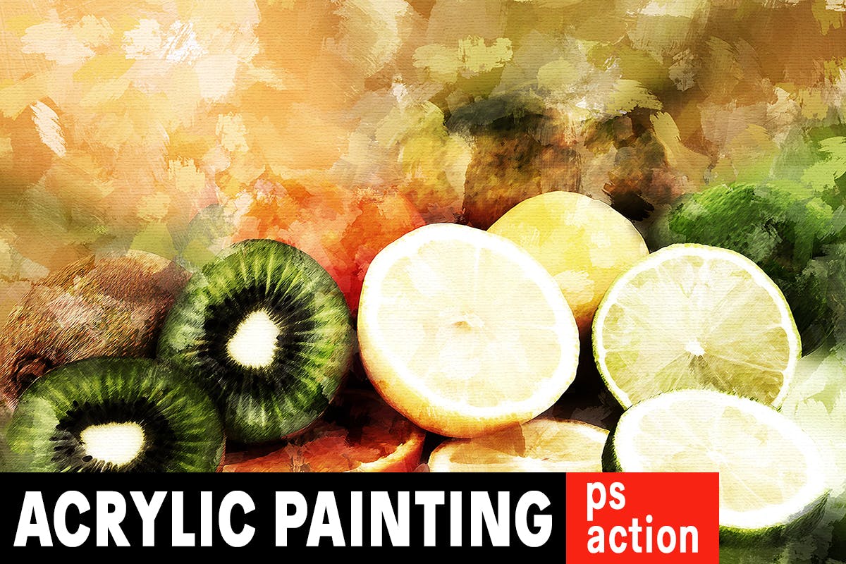 油画颜料水彩画效果调色PS动作 Acrylic Painting Photoshop Action插图