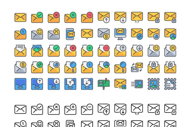 50枚电子邮件矢量图标合集 50 Email icon set插图(2)
