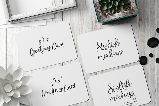 7×5圆角邀请函/贺卡样机套装1 7×5 Rounded Corners Greeting Card Mockup Set 1插图(5)