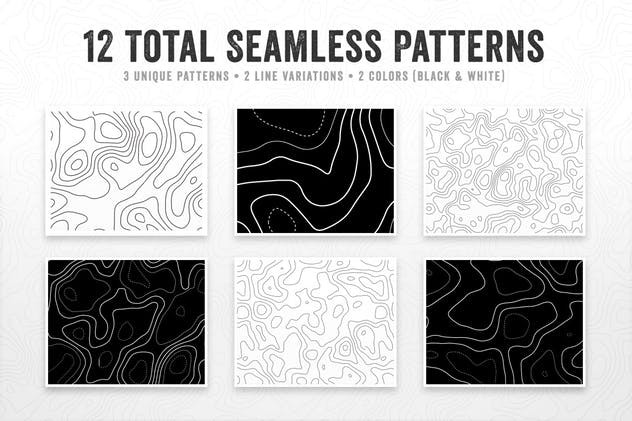 地图图形无缝图案素材v1 Seamless Topographic Patterns Volume 1插图(3)