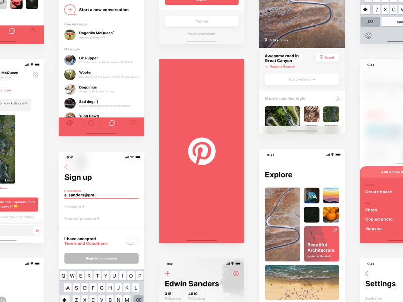 图钉APP对于iPhone X流海解决方案 Pinterest iPhone X Concept Sketch Freebie [Sketch]插图