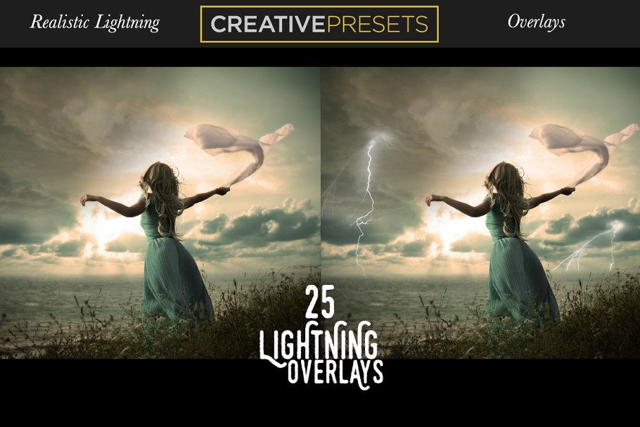 逼真雷电闪电叠层背景 Realistic Lightning Overlays插图4