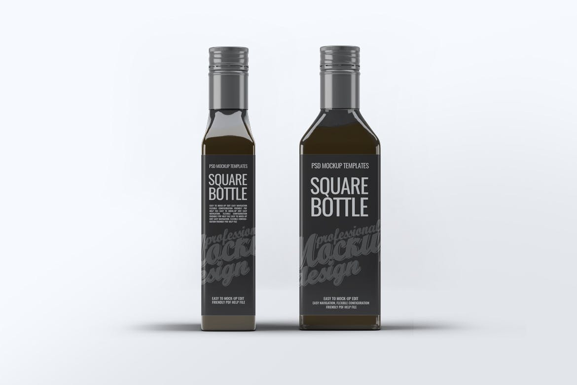 方形玻璃瓶设计样机模板 Square Glass Bottle Mock-Up插图(7)