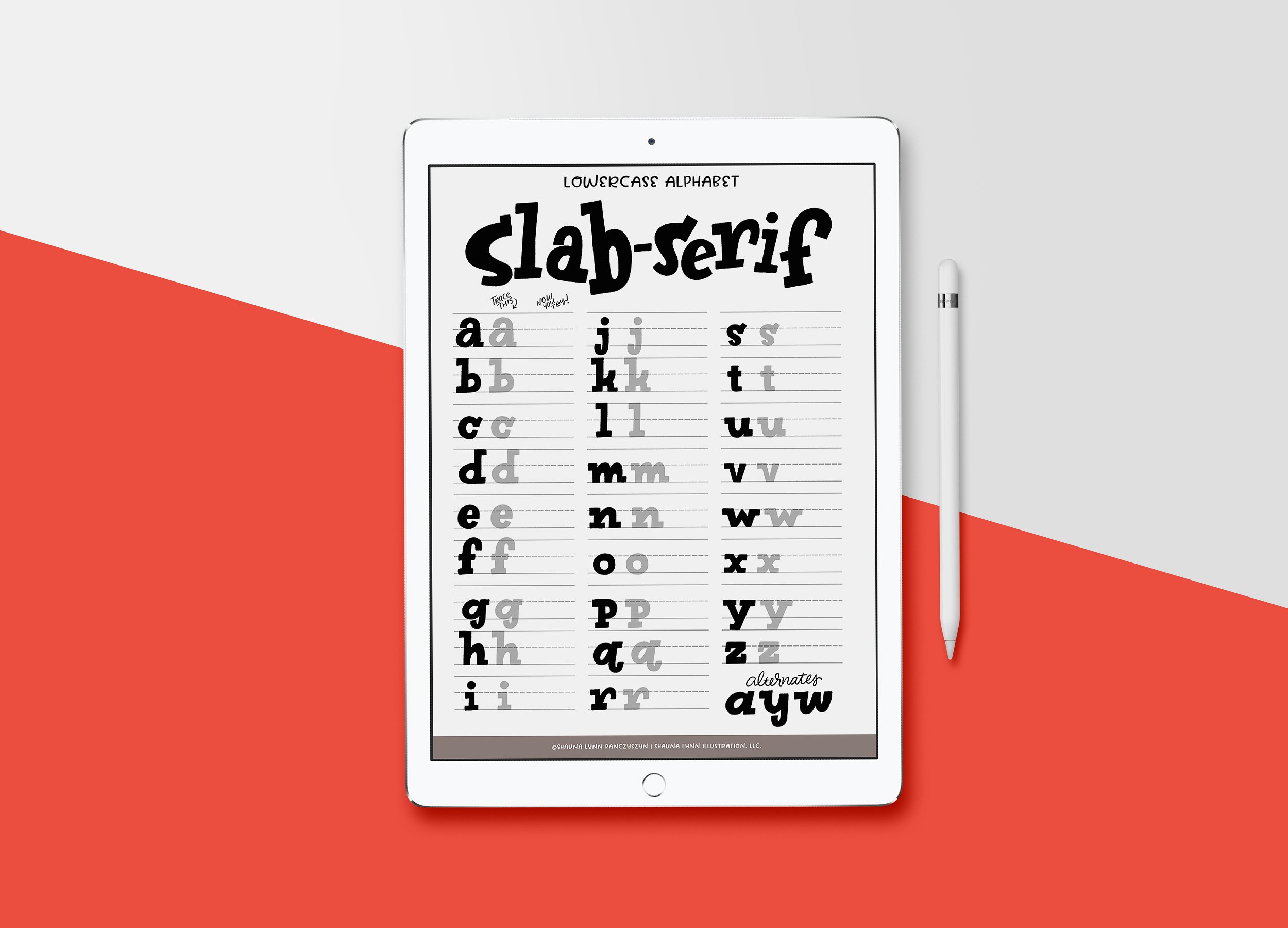 粗衬线字体Procreate&PS笔刷 Slab-Serif Lettering Worksheet插图(1)