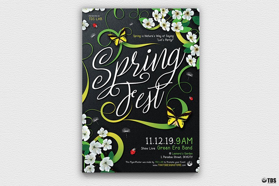 春季绿植花卉活动宣传单PSD模板 Spring Fest Flyer PSD插图(1)