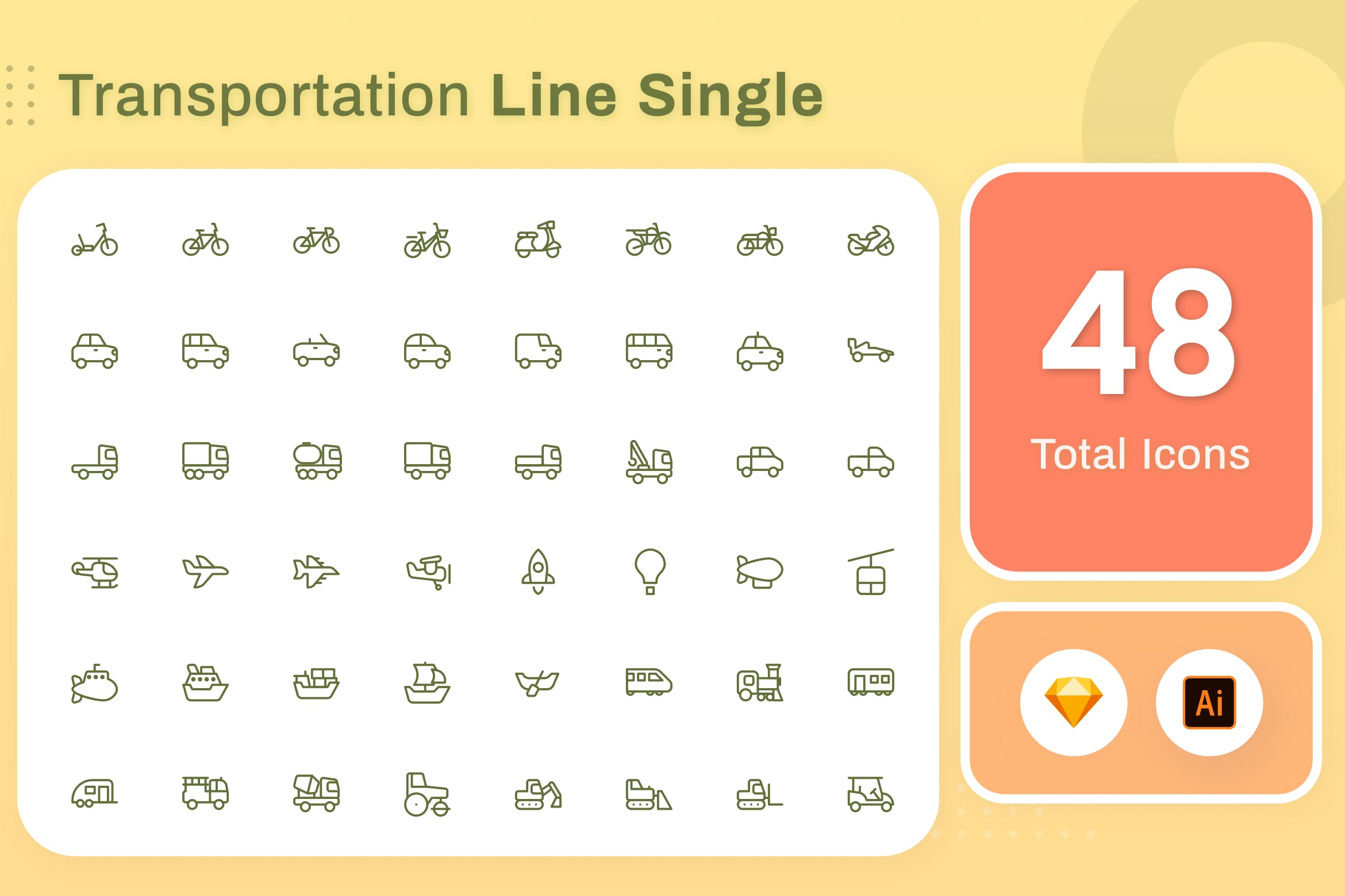 Line Senja图标系列：各种交通工具矢量线性图标 Line Senja – Transportation插图