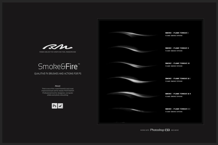 RM精品：烟雾&火焰图形图案PS笔刷 RM Smoke & Fire插图1