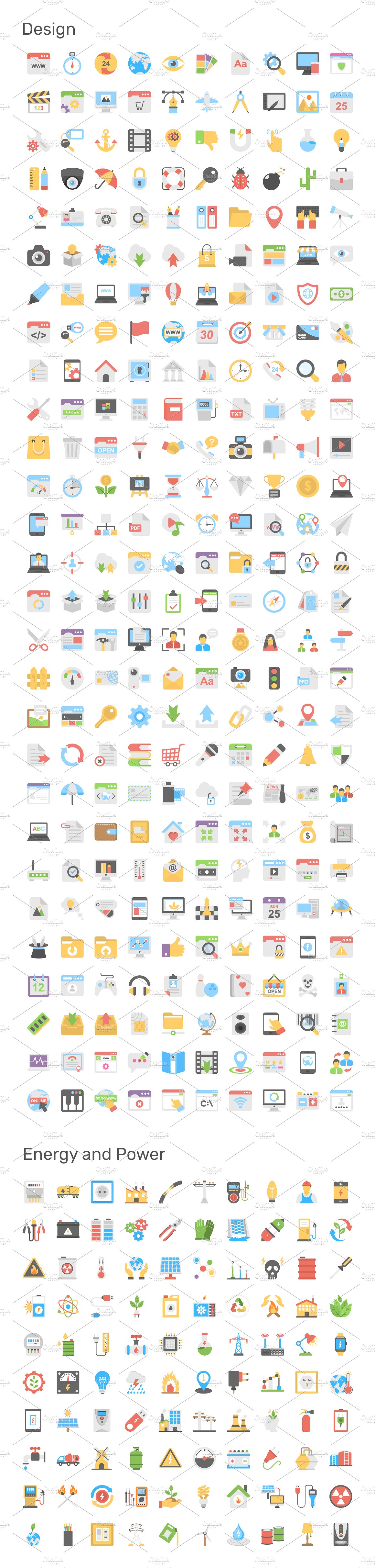 9690枚量贩式扁平化风格图标大礼包 9690 Flat Icons Pack插图(6)