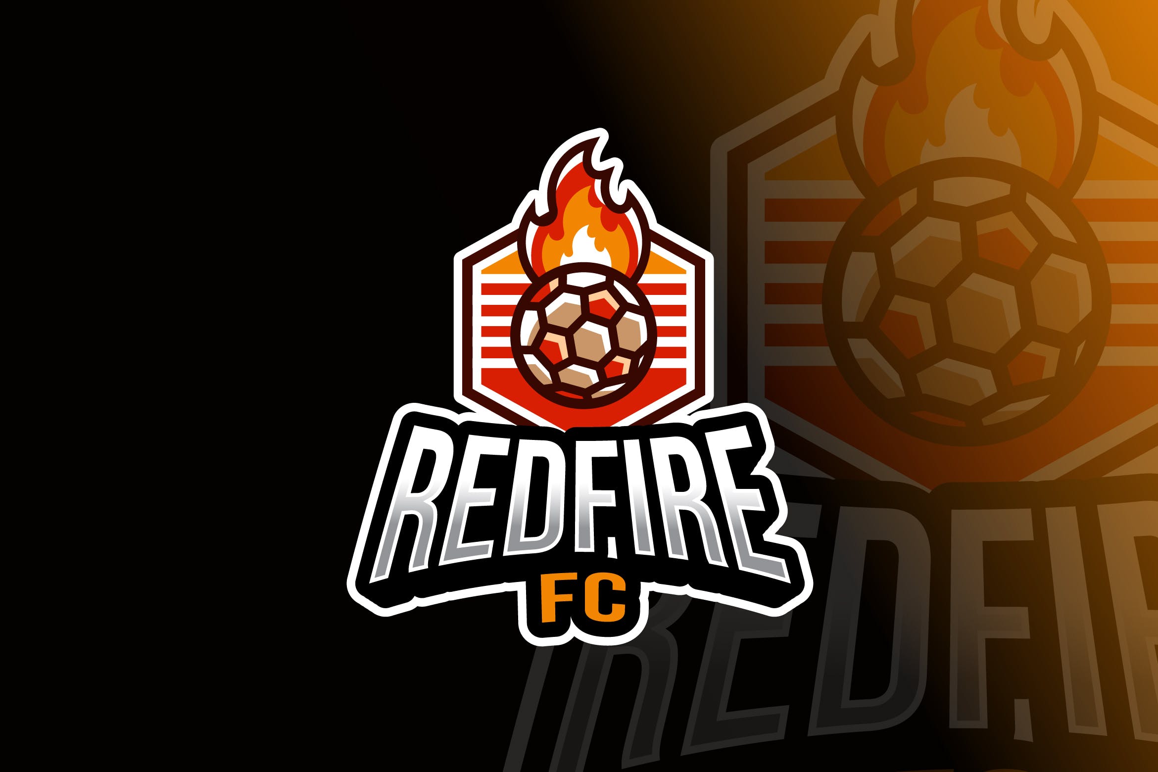 火焰足球体育竞技球队队徽设计模板 Soccer Fire Ball Logo Template插图