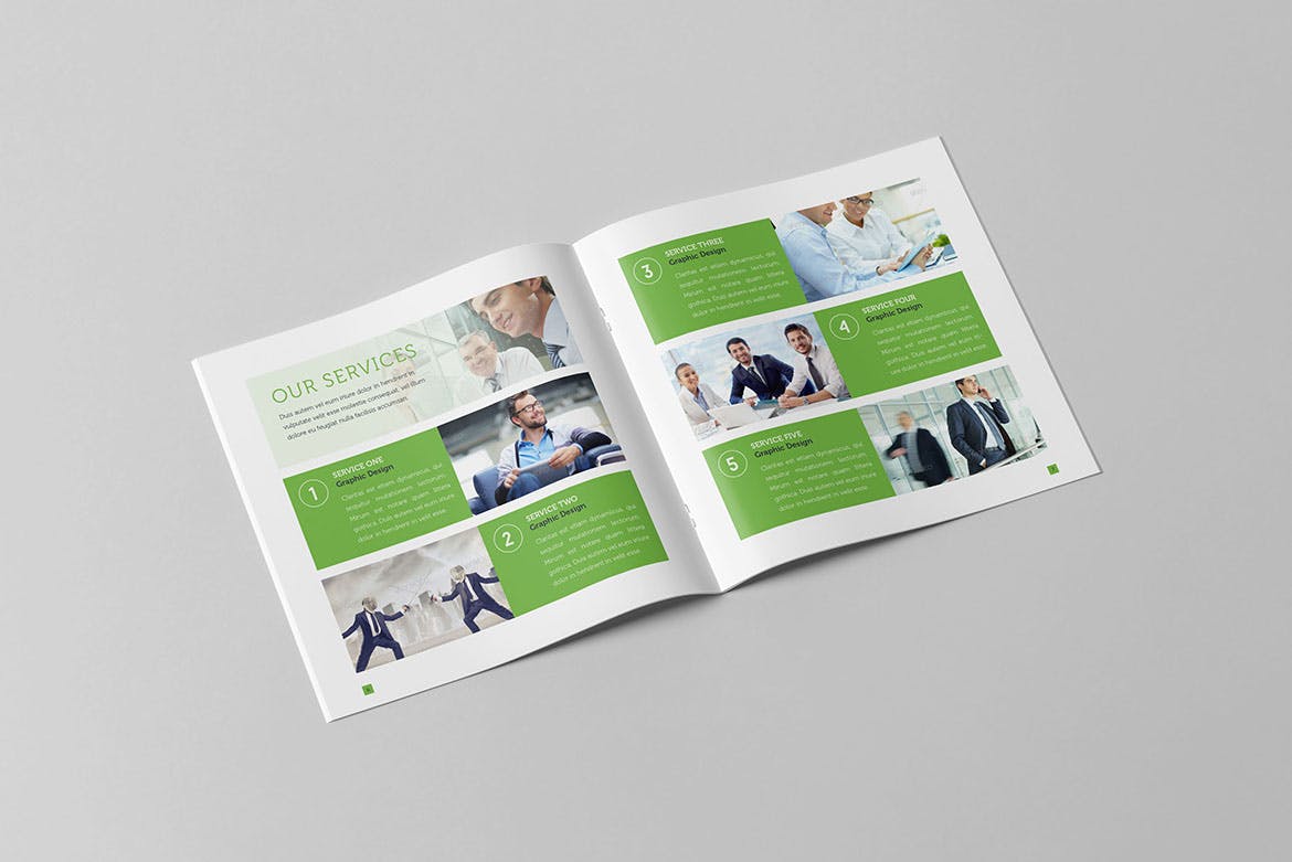 方形公司简介/业务介绍画册排版设计模板 Corporate Business Square Brochure插图(4)