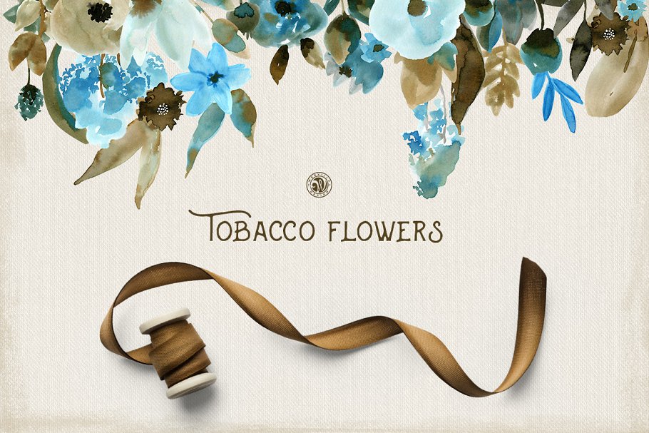 水彩烟草花花卉剪贴画素材集 Tobacco Flowers插图(1)