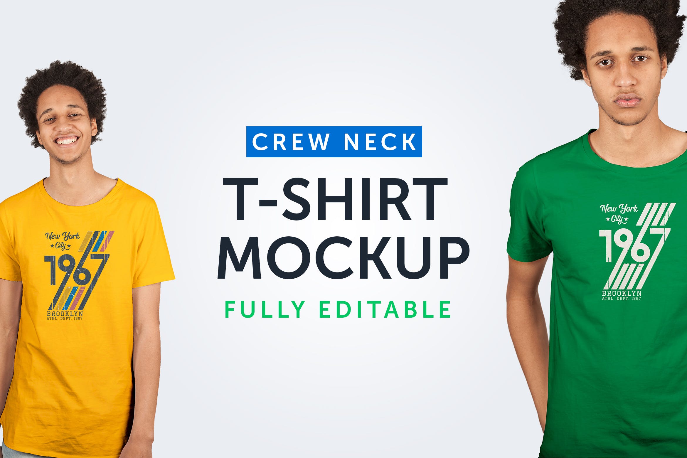 男士圆领T恤设计模特上身效果图样机v8 Crew Neck T-Shirt Mockup 08插图