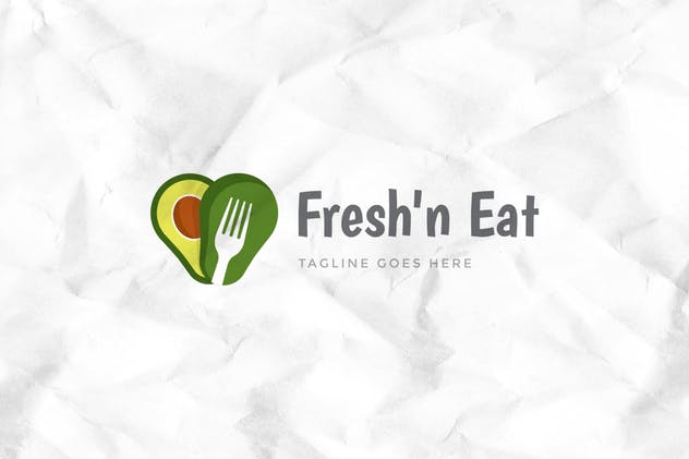 绿色食品餐饮品牌Logo设计模板 Fresh Avocado Logo Template插图1