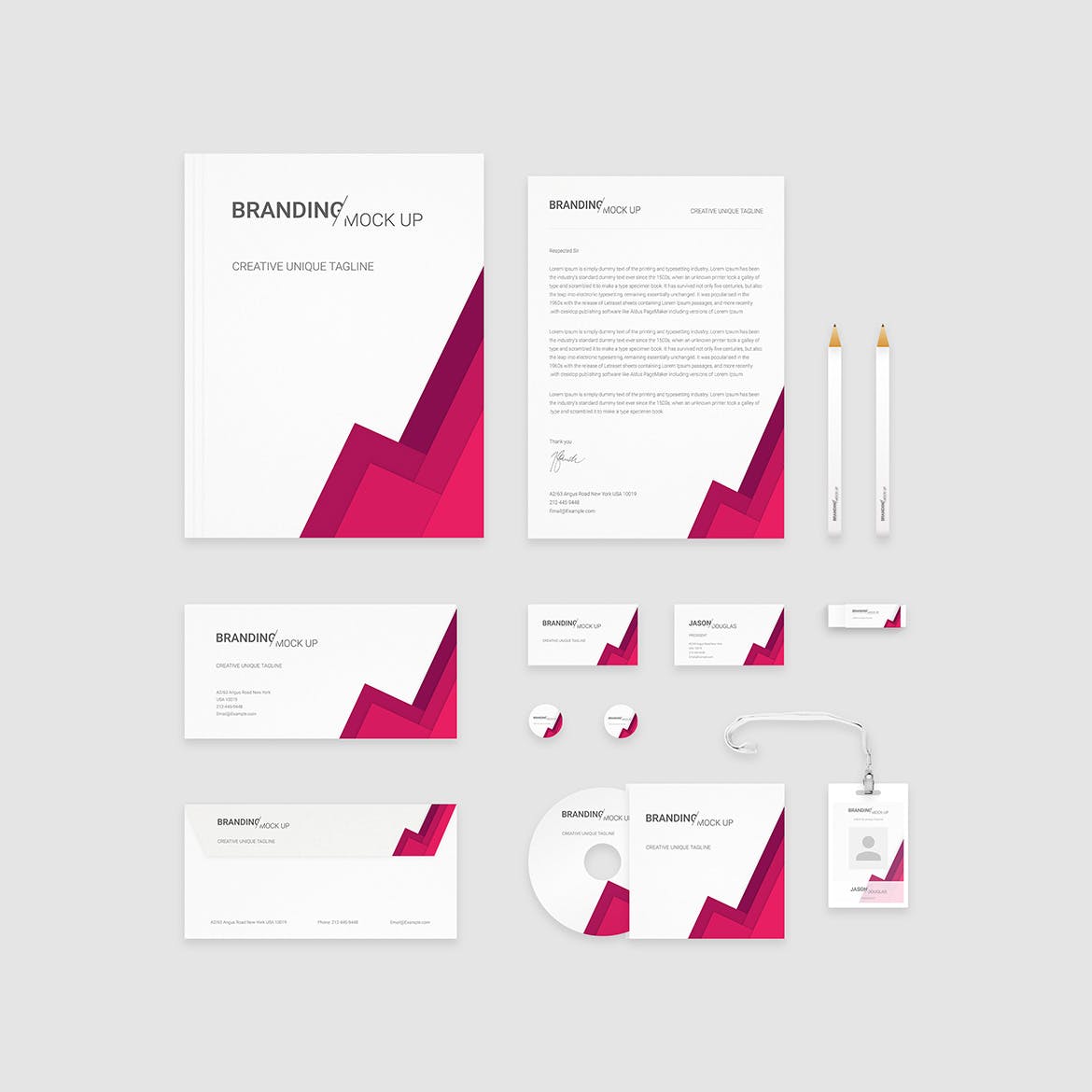 企业VI标识设计预览办公用品套件样机 Branding Identity – Material Triangle for Psd插图(1)