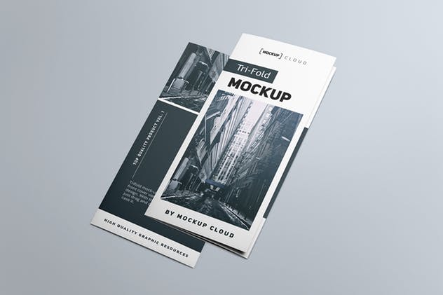 三折页小册子传单样机模板 Tri fold Brochure Mockup插图1