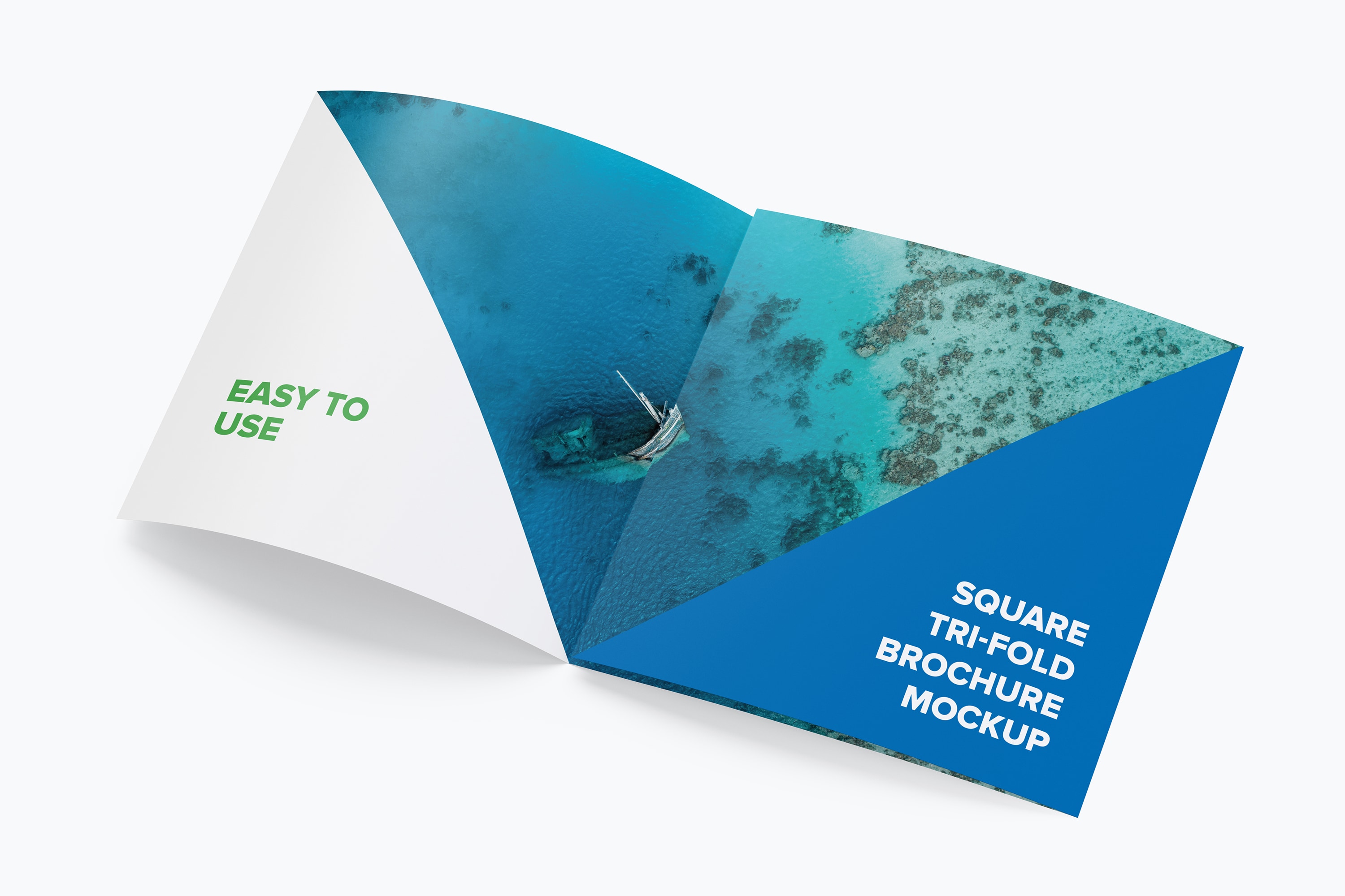 方形三折小册子传单设计样机模板04 Square Tri-Fold Brochure Mockup 04插图