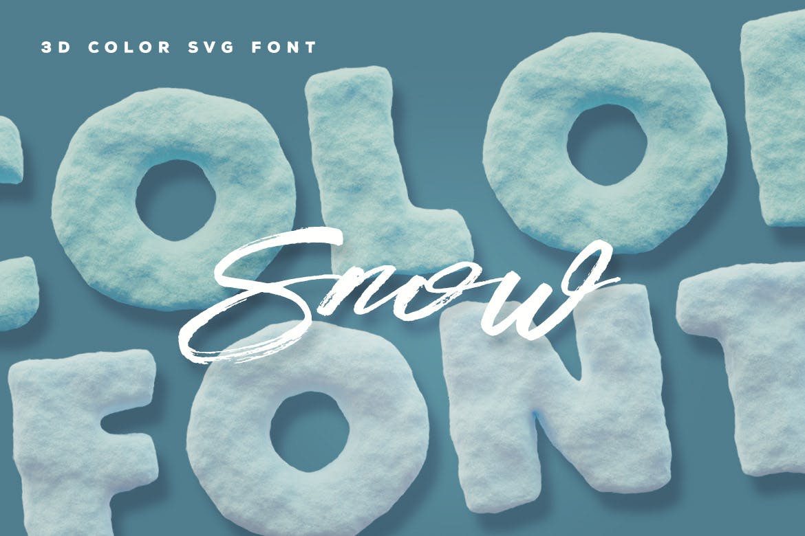 仿积雪外观英文装饰艺术字体 Snow Color Font插图