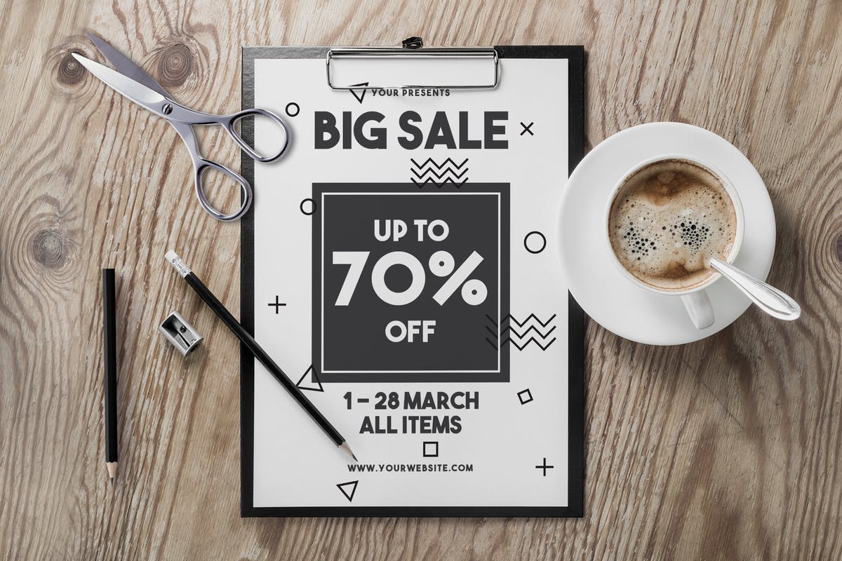 简约文字排版促销广告海报模板设计 Big Sale Flyer插图