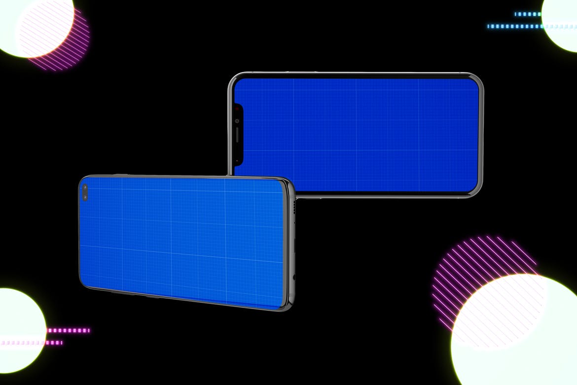 高质量霓虹灯风格iOS/Android手机样机模板 Neon IOS & Android插图(11)