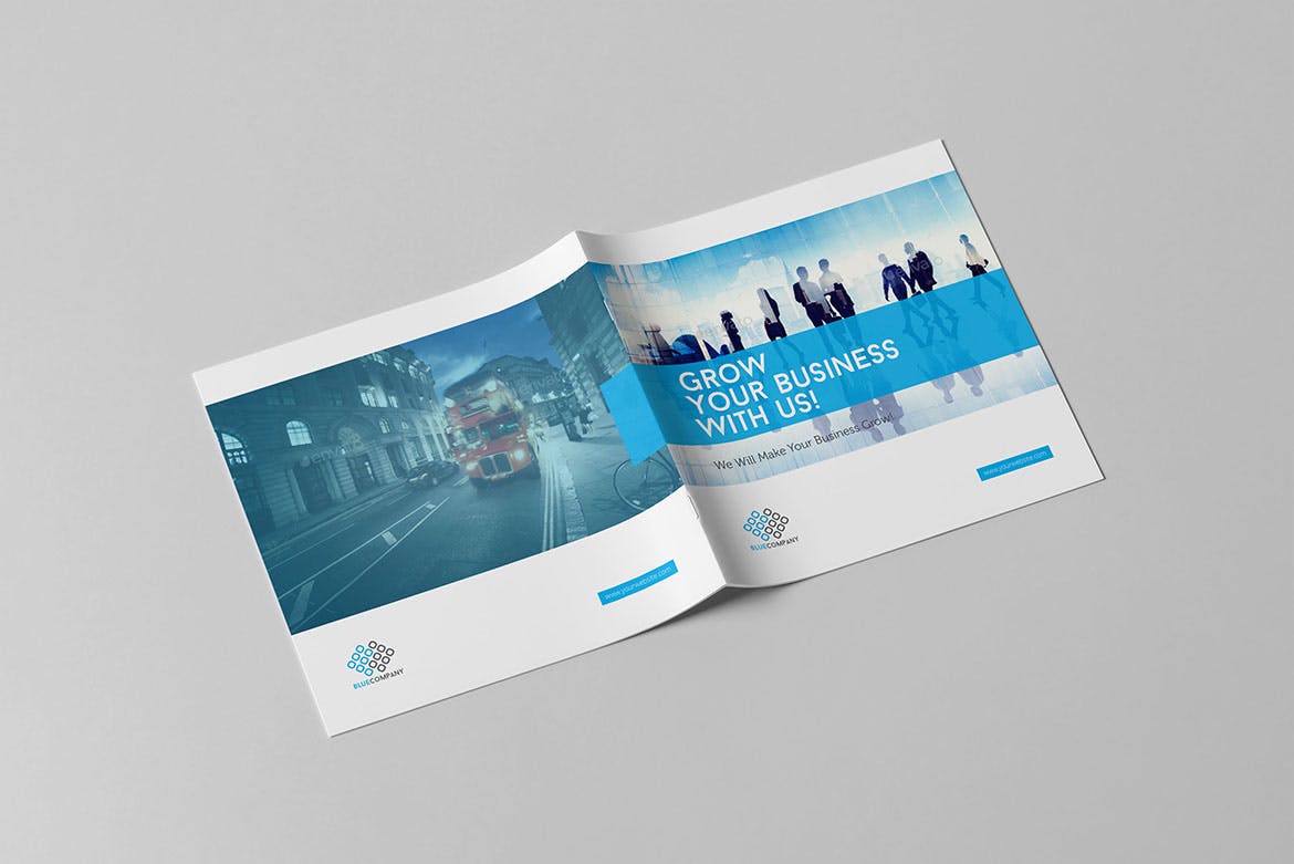 信息科技企业公司画册设计模板素材 Blue Corporate Square Brochure插图12