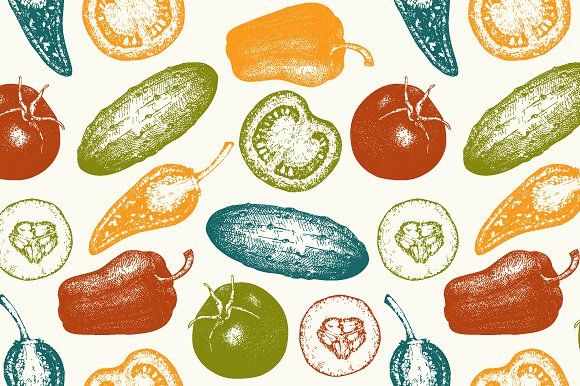 复古风格蔬菜插画素材 Vintage Vegetables Collection插图(2)