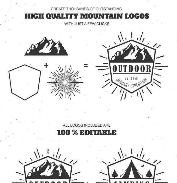 户外运动主题山脉图形Logo设计模板 The Mountain Mega Bundle插图(17)