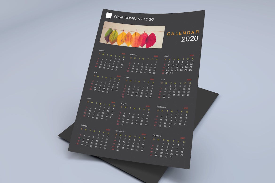简约优雅设计风格2020年历日历设计模板 Creative Calendar Pro 2020插图(4)