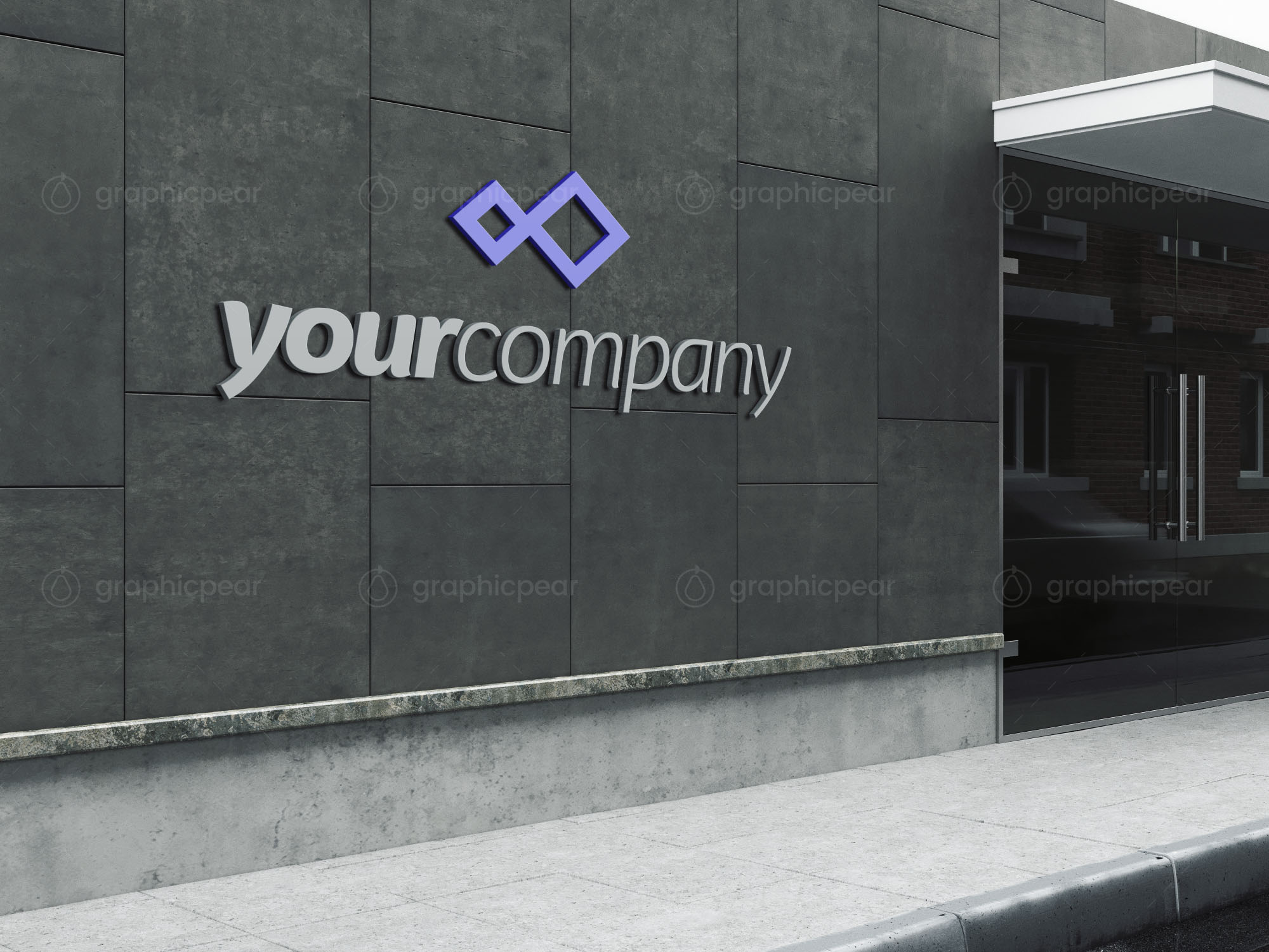 公司建筑Logo标志设计效果图样机模板 Company Building Sign Mockup插图(1)