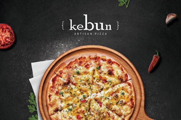 披萨店食品黑色排版菜单设计模板 Rustic Pizza Menu – Flyer插图1