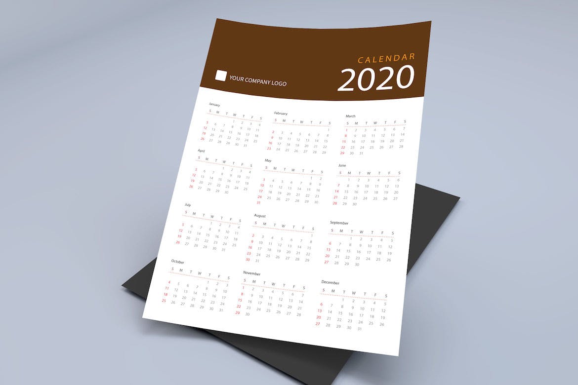 極簡主義純色設計2020年曆日曆設計模板精選creativecalendarpro2020