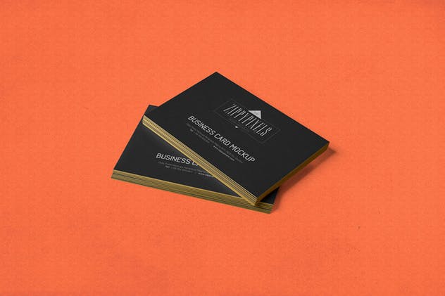 商业品牌/个人名片堆叠视图样机模板 5 Business Card Mockups In Stacked View插图(6)