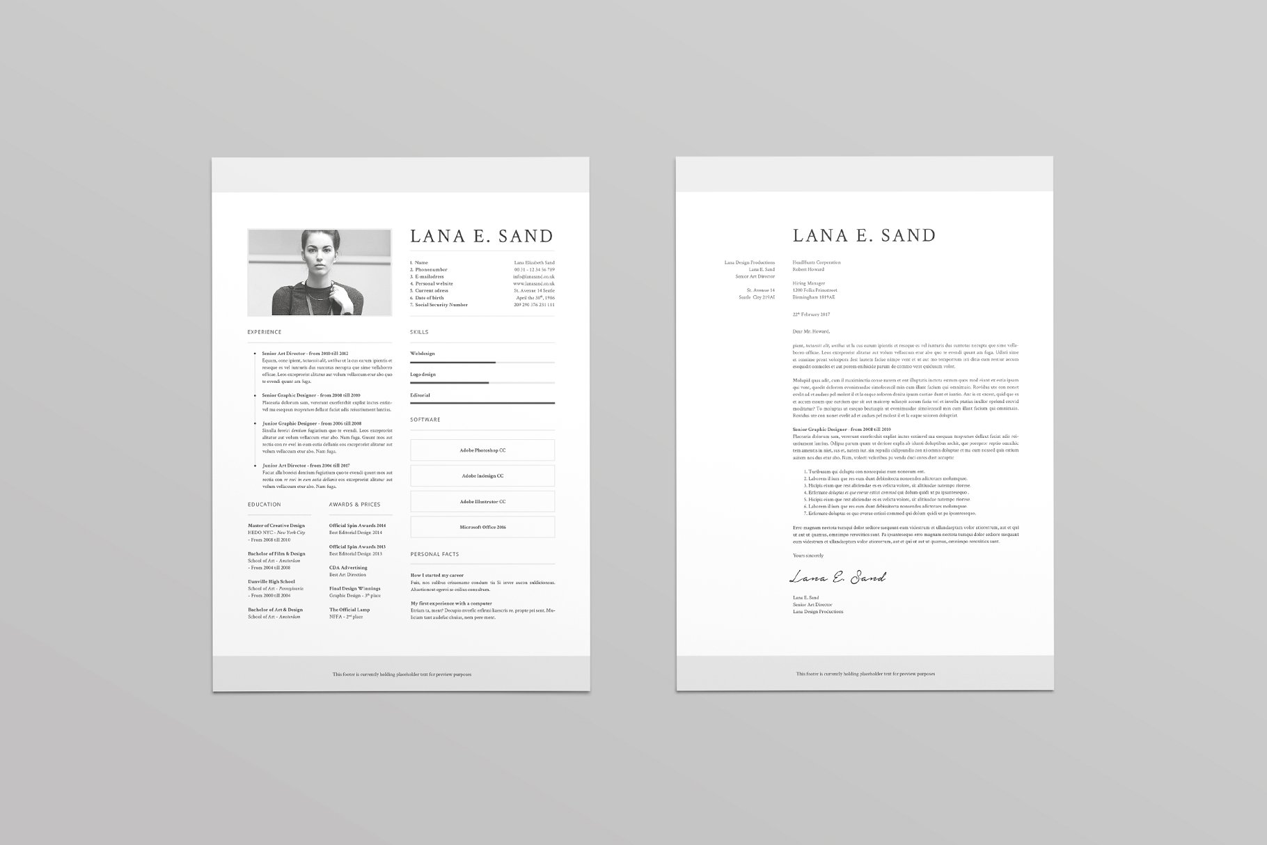 质朴设计风格个人简历设计模板 Lana’s Resume Template插图1