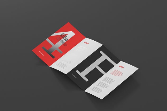 四折页DL菜单小册子样机模板 4-Fold Brochure Mockup – DL 99x210mm插图2
