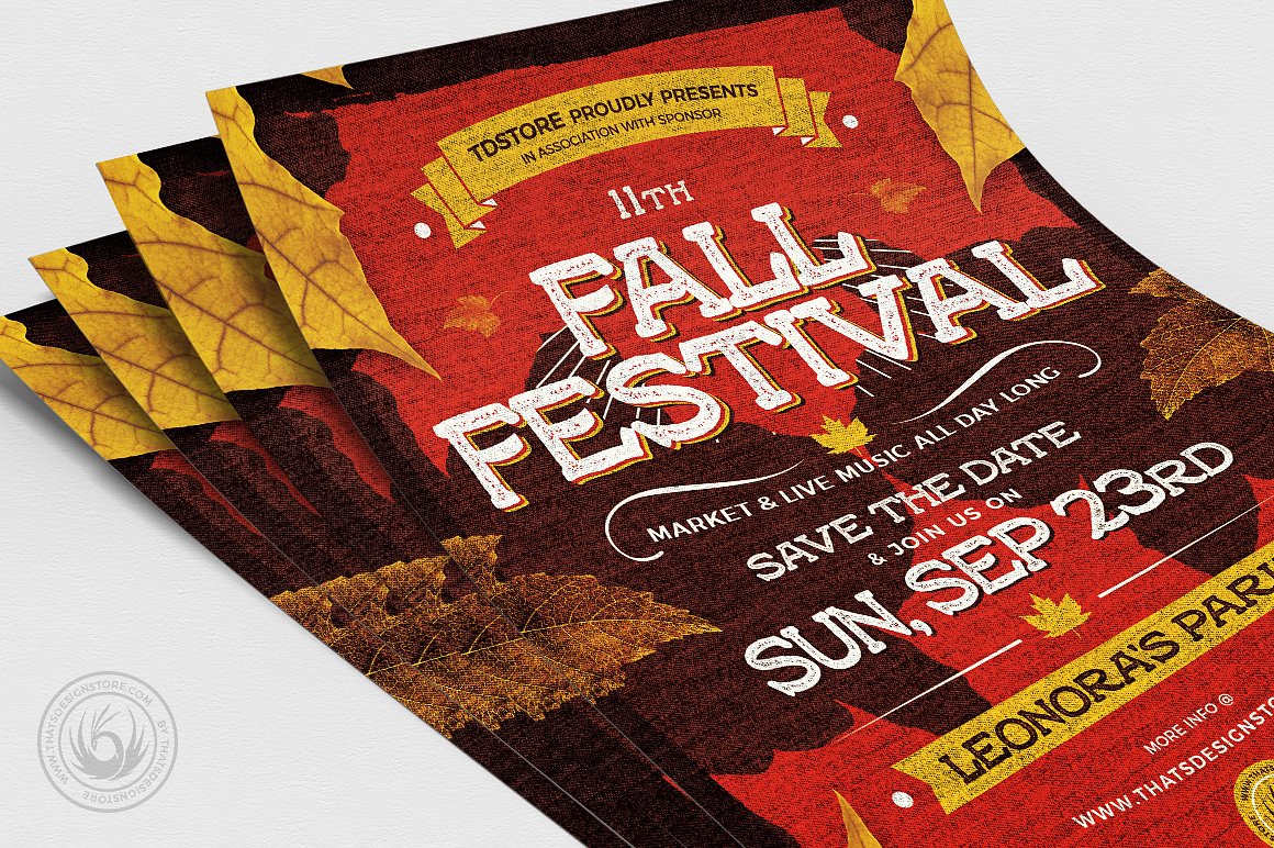 秋天主题活动海报传单设计PSD模板v2 Fall Festival Flyer PSD V2插图(4)