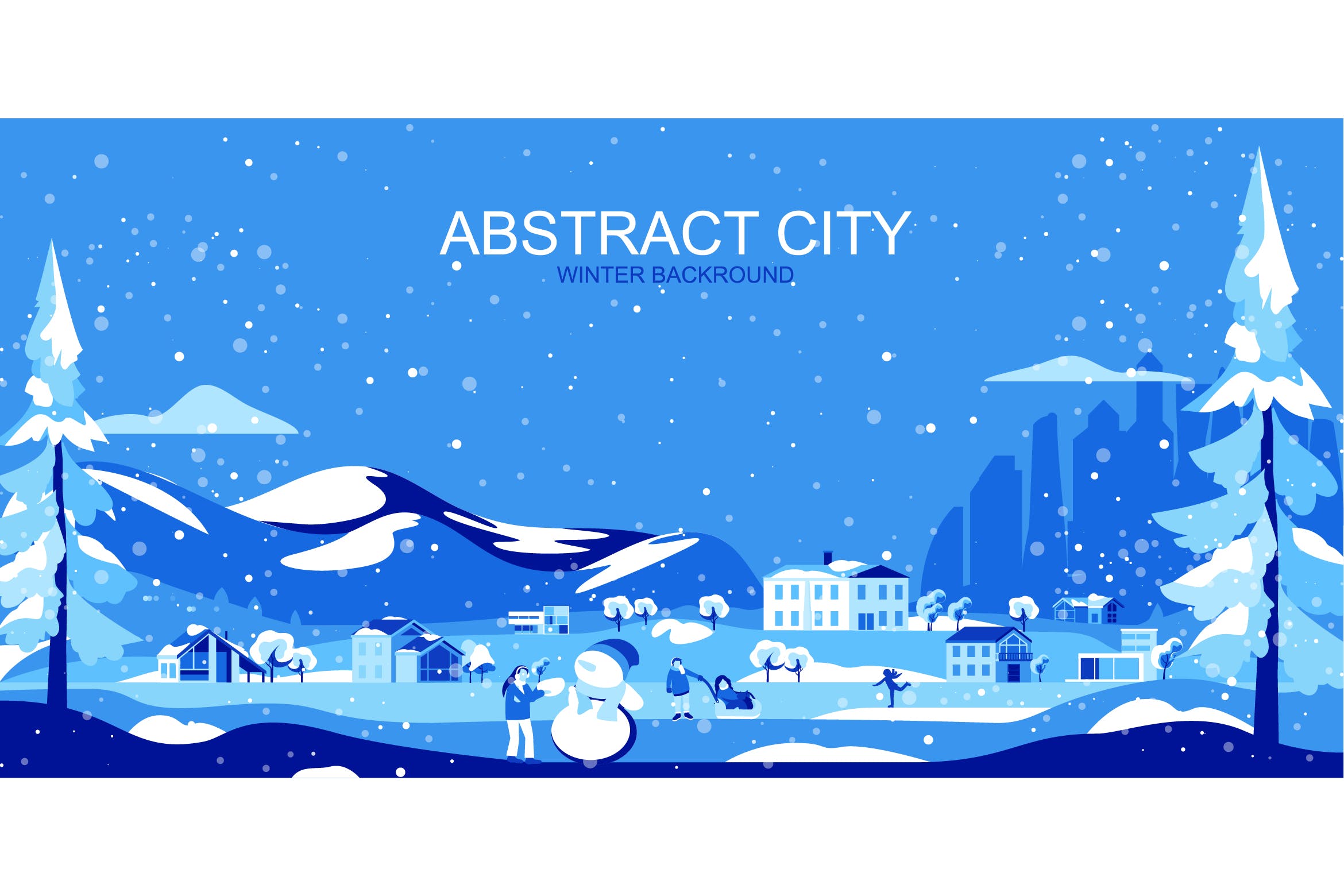 凛冬之城主题网站Header设计矢量插画 Winter City Vector Illustration Header Website插图