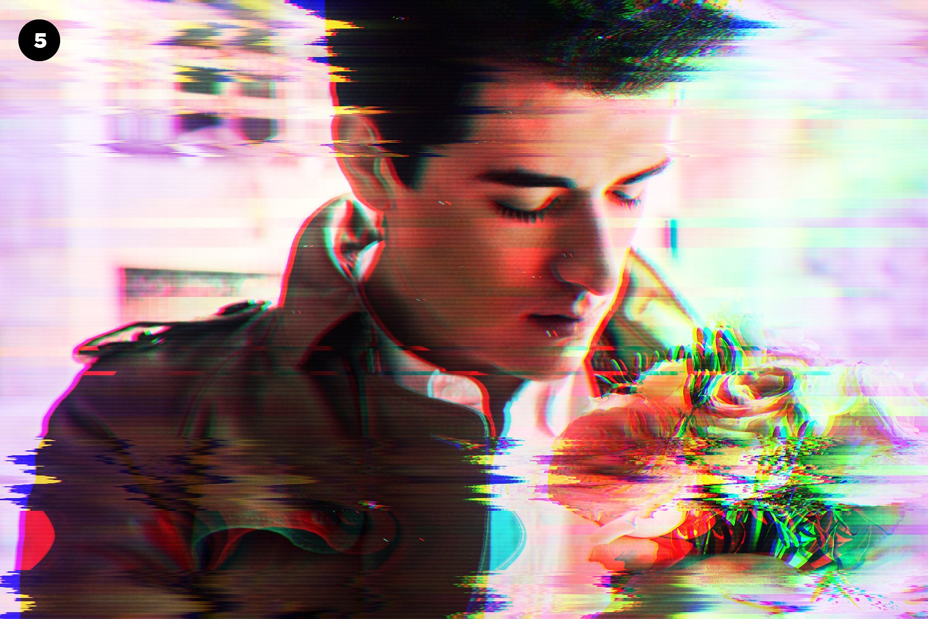 录像毛刺信号故障照片效果处理PS动作 VHS Glitch Effects for Photoshop插图(5)