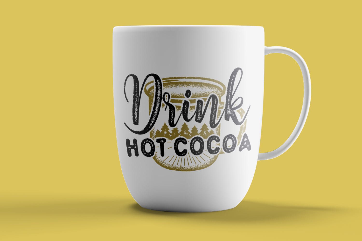 热可可饮料矢量插画圣诞节主题T恤印花设计模板 Drink Hot Cocoa Christmas Vector T-Shirt SVG, Tee插图2
