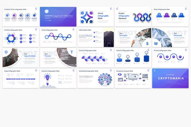 多用途信息图表类型企业宣传PPT设计模板 Cryptomania – Multipurpose PowerPoint Presentation插图(2)
