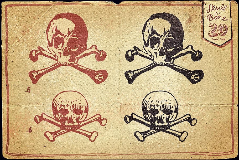 万圣节骷髅头矢量图形合集 Vintage Skull and Bone Vector pack插图4