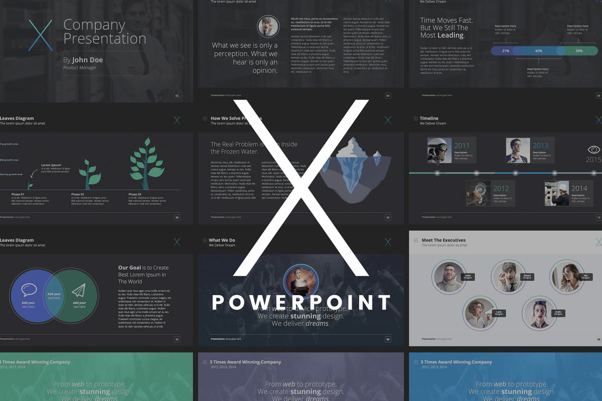 多配色风格企业业务介绍PPT模板素材 The X Note – Powerpoint Template插图
