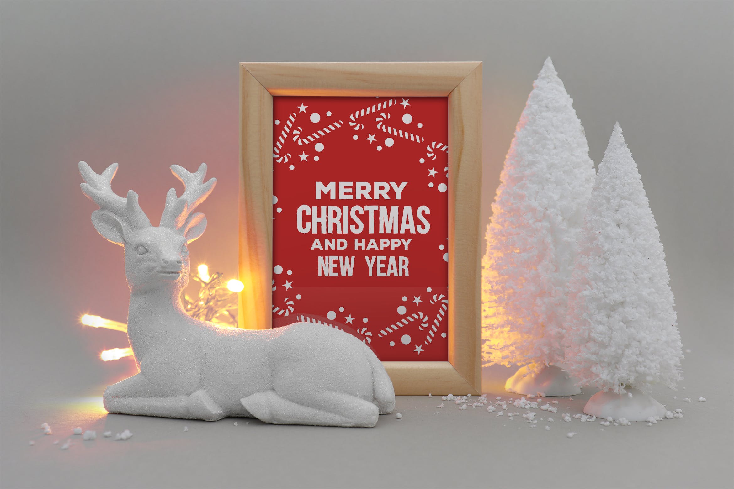 圣诞节照片相框样机模板 Christmas picture frame mockup插图